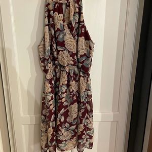 Maroon floral mini dress